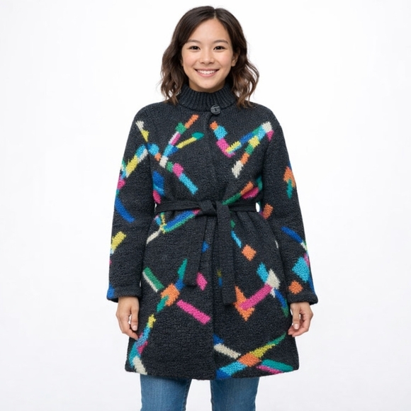 Cervelle Vintage Black and Multicolored Abstract Shapes Sweaters Oversized - Picture 16 of 16